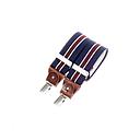 Brede clip-on bretellen met lederen details - Navy met militaire streep