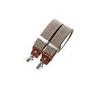 Wide clip-on suspenders with leather details – Khaki tweed