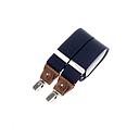 Wide clip-on suspenders with leather details – Navy
