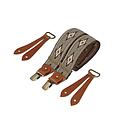 Bretelles larges Selvedge cuir cognac - Motif Aztèque