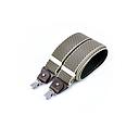 Wide clip-on suspenders with leather details – Navy cross on beige